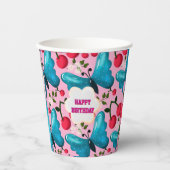 Custom butterfly birthday party matching set 紙コップ (正面)