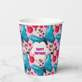 Custom butterfly birthday party matching set 紙コップ