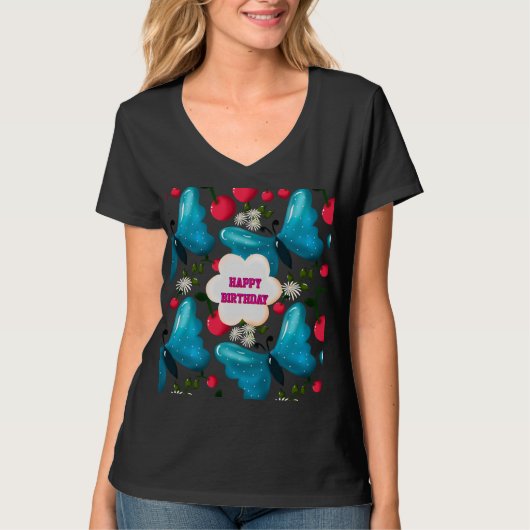 Custom butterfly birthday party matching set tシャツ (正面)