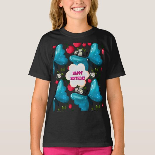 Custom butterfly birthday party matching set tシャツ (正面)