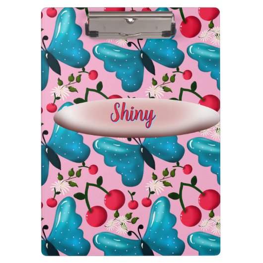 Custom butterfly floral pattern gift  クリップボード (正面)