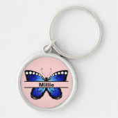 Custom Butterfly Name Keychain Gift for Her キーホルダー (正面)