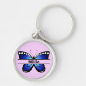 Custom Butterfly Name Keychain Gift for Her キーホルダー (正面)