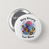 Custom Button | Retro Octopus | Name & Text 缶バッジ (正面&裏面)