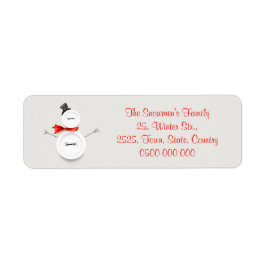 Custom Button Snowman Return Address Label ラベル