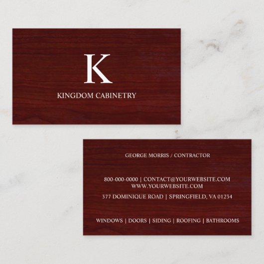 Custom Cabinets Business Card Template 名刺 (正面/裏面)
