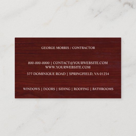 Custom Cabinets Business Card Template 名刺 (裏面)