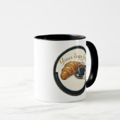 Custom Cafe Croissant Logo  マグカップ (正面右)