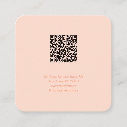 Custom Cake Bakery Business Card with QR Code スクエア名刺 (裏面)
