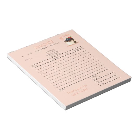 Custom Cake & Bakery Business Invoice Notepad ノートパッド (アングル)