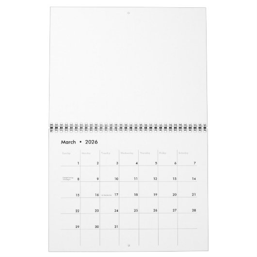 Custom Calendar  カレンダー (3月 2026)