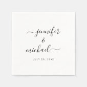 Custom Calligraphy Script Black and White Wedding スタンダードカクテルナプキン (正面)