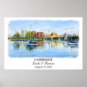 Custom Cambridge Wall Art, Massachusetts Poster ポスター (正面)