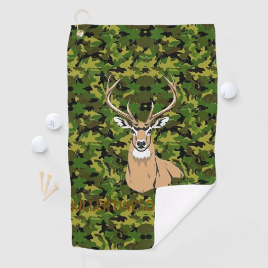 Custom camo deer golf towel ゴルフタオル (インサイチュ)