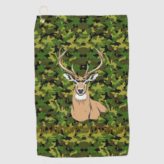 Custom camo deer golf towel ゴルフタオル (正面)