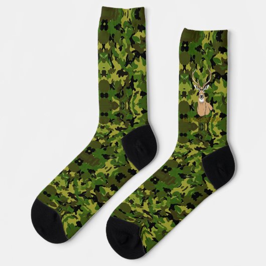 Custom camo whitetail crew socks ソックス (左)