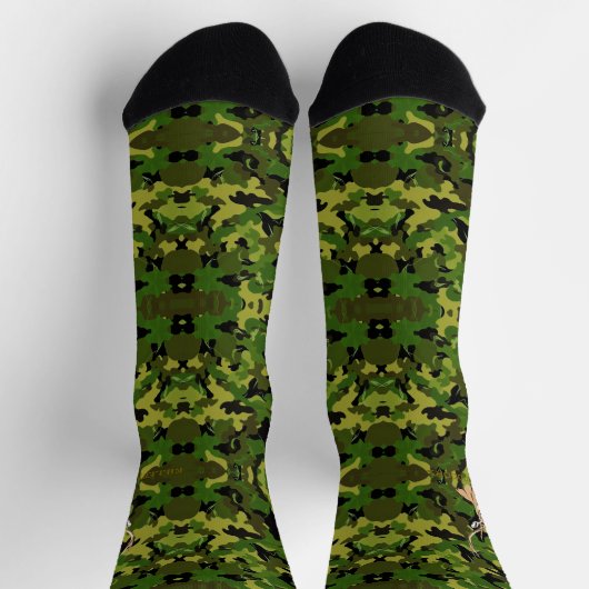Custom camo whitetail crew socks ソックス (上部)