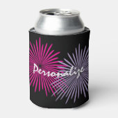 Custom can cooler with pink fireworks design 缶クーラー (缶正面)