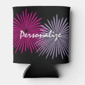 Custom can cooler with pink fireworks design 缶クーラー (正面)