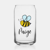 Custom can glass with happy honey bee design ガラス缶 (正面)