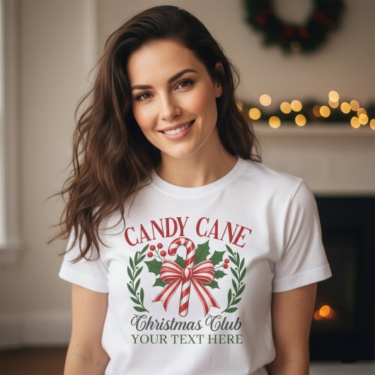 Custom Candy Cane Christmas Club Holiday Wreath Tシャツ