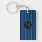 Custom Capital Initial Navy Blue Stripes Keychain キーホルダー (正面)