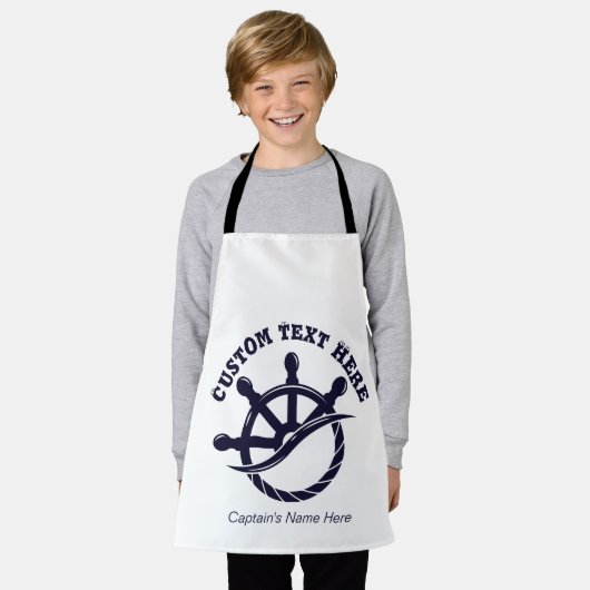 Custom Captain Boat Nautical Gift エプロン (着用した状態)