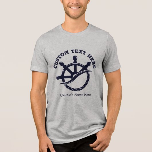 Custom Captain Boat Nautical Gift トライブレンドＴシャツ (正面)