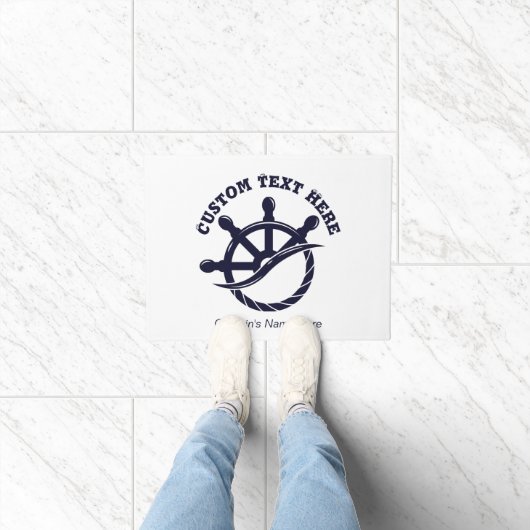 Custom Captain Boat Nautical Gift ドアマット (室内)