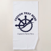 Custom Captain Boat Nautical Gift ビーチタオル (正面)