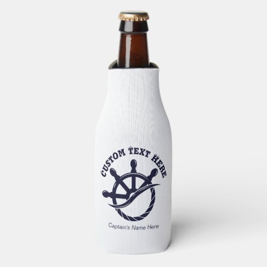 Custom Captain Boat Nautical Gift ボトルクーラー (ボトル正面)