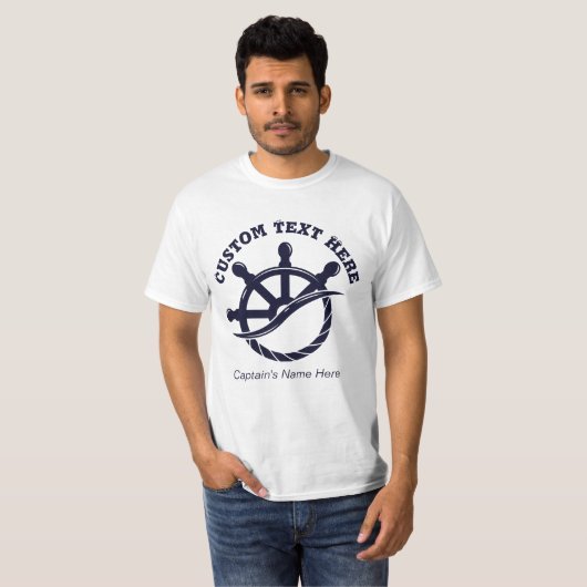 Custom Captain Boat Nautical Gift Tシャツ (正面フル)
