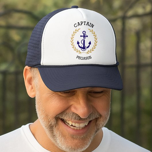 Custom Captain Boat Personalized Nautical Anchor キャップ