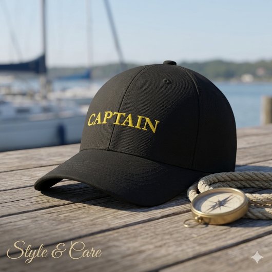 Custom CAPTAIN Embroidered Baseball Cap 刺繍入りキャップ