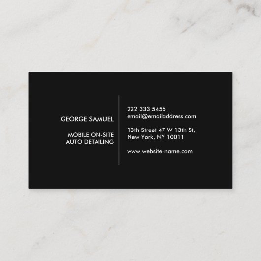 Custom Car Repair & Modern Auto Detailing 名刺 (裏面)