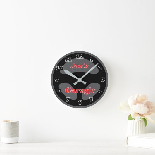 Custom car steering wheel garage wall clock design ラウンド壁時計 (ホーム)