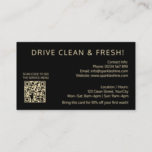 Custom Car Wash Business Cards – Professional Auto 名刺 (裏面)