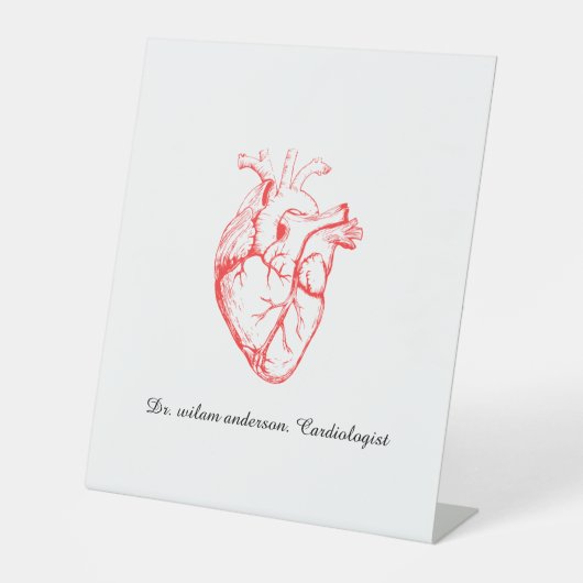 Custom Cardiologist Heart Anatomy Art 台座サイン (正面)