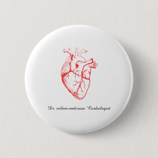 Custom Cardiologist Heart Anatomy Art 缶バッジ (正面)