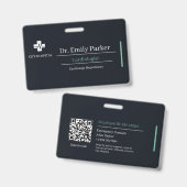 Custom Cardiologist ID Badge | Doctor Photo バッジ (正面＆裏面)