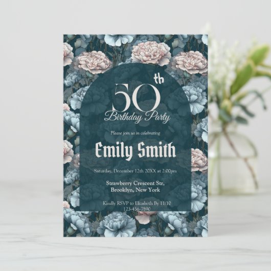 Custom Carnation Accent Teen Birthday 招待状 (スタンド正面)