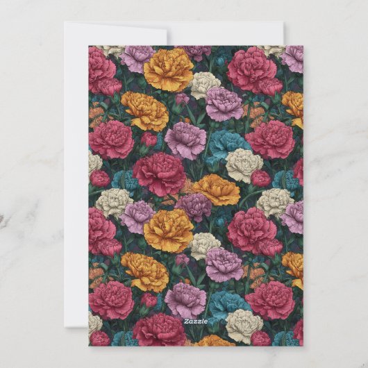 Custom Carnation Petal 50Th Birthday 招待状 (裏面)