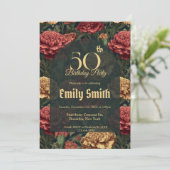 Custom Carnation Sparkle Boho Birthday 招待状 (スタンド正面)