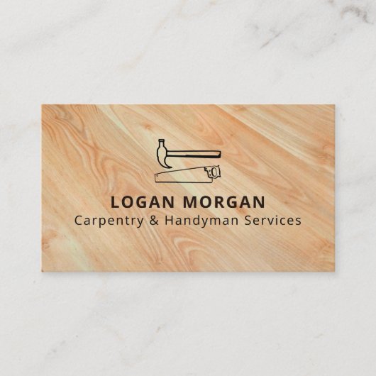 Custom Carpentry Handyman Wood Tools Modern 名刺 (正面)