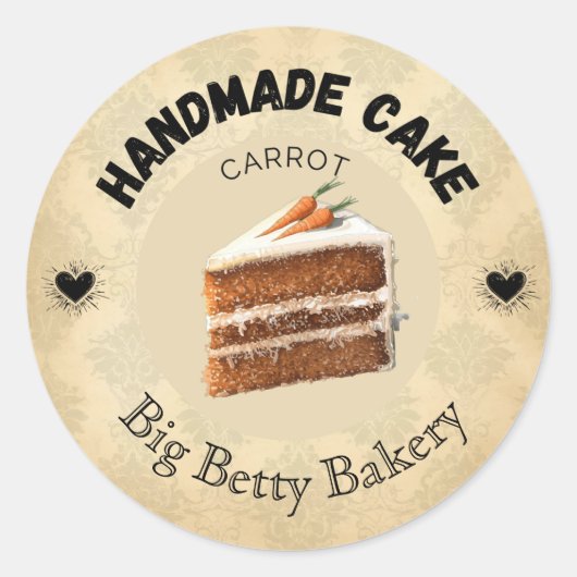 Custom Carrot Cake Labels | Personalized Bakery Pa ラウンドシール (正面)