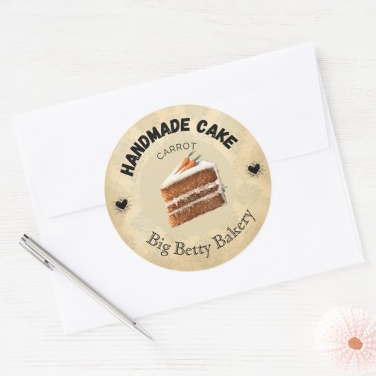 Custom Carrot Cake Labels | Personalized Bakery Pa ラウンドシール (封筒)