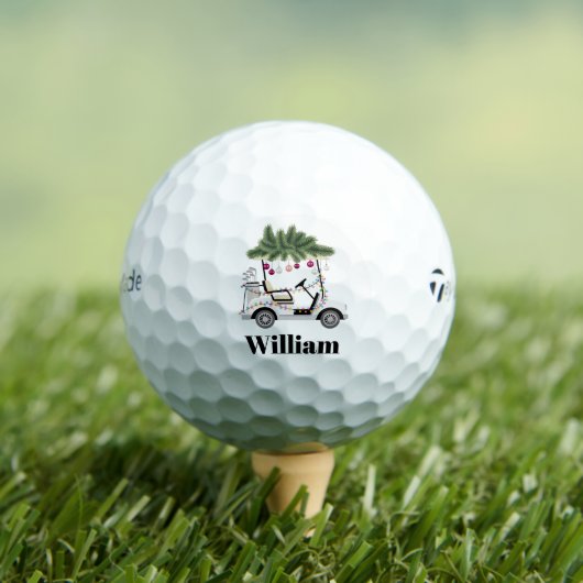 Custom Cart Name Golf Balls Christmas Golfer ゴルフボール (インサイチュ 木)