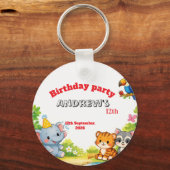 Custom Cartoon Animal Birthday Invitation キーホルダー (正面)