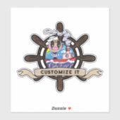 Custom Cartoon Sailor Nautical Ship Wheel  シール (シート)