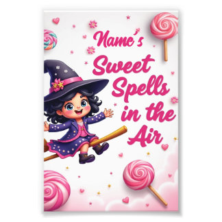 Custom Cartoon Witch & Candy Sky Wall Art Print フォトプリント